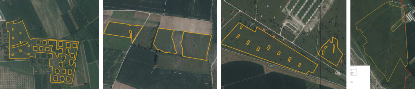 Blooming collection areas in Codroipo (1) 10 ha, S. Quirino (2) 10 ha, Tauriano (3) 15-20 ha, Dandolo (4) about 70 ha